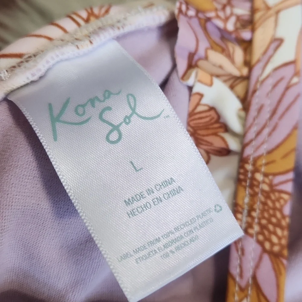 Kona Sol Boho Floral One piece Bathingsuit - Picture 4 of 5